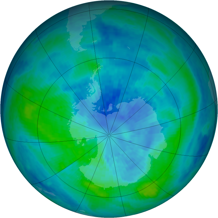 Antarctic ozone map for 27 March 2003